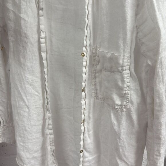 White Button-Up Shirt ZARA Size Large White Long Sleeve - Picture 3 of 3